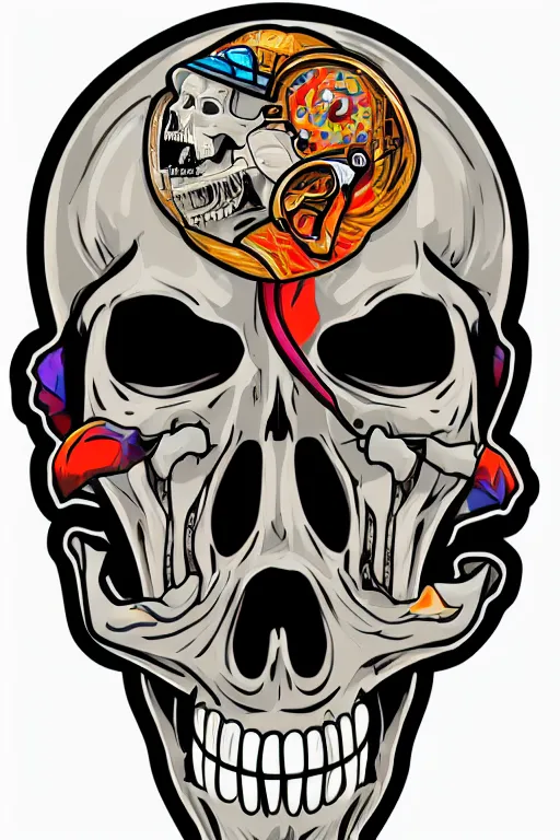 Image similar to A portrait of a skeleton that is a gangster, sticker, colorful, illustration, highly detailed, smooth and clean vector curves, no jagged lines, vector art, smooth