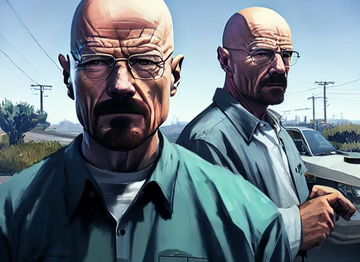 Prompt: walter white in gta 5 by greg rutkowski