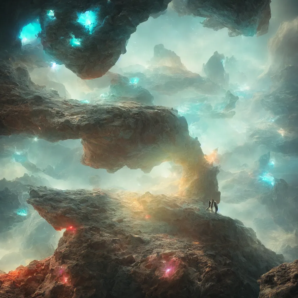 Prompt: letting go of reality and falling into the bottomless well of souls. matte painting comic book art, cinematic, highly detailed, realistic, beautiful cosmic neural network, octane render, unreal engine, depth of field, trending on artstation, sharp focus, philosophical splashes of colors