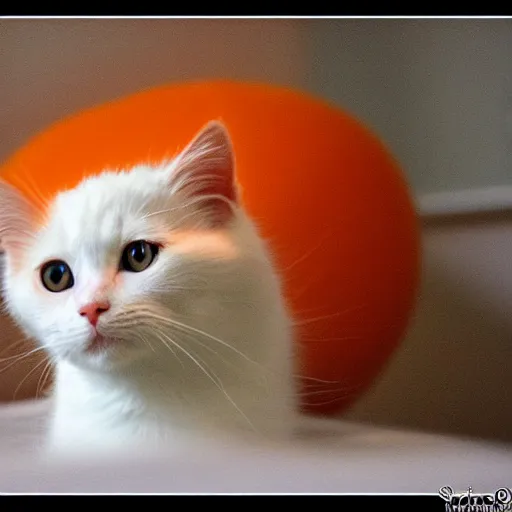 Prompt: an [ [ orange ] ] white black kitty front view