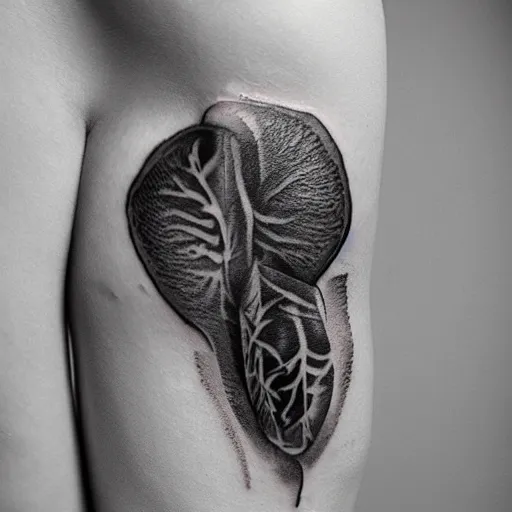 Prompt: tattoo of a pair of lungs turning into ashes, black, gray, white ink, detailed, hyperrealistic trending on artstation