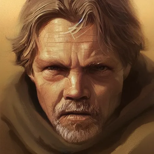 Image similar to portrait of a man by Greg Rutkowski, old jedi Master Luke Skywalker from Star Wars Expanded Universe, he is about 60 years old, wearing tactical gear of the Galactic Alliance, highly detailed portrait, digital painting, artstation, concept art, smooth, sharp foccus ilustration, Artstation HQ