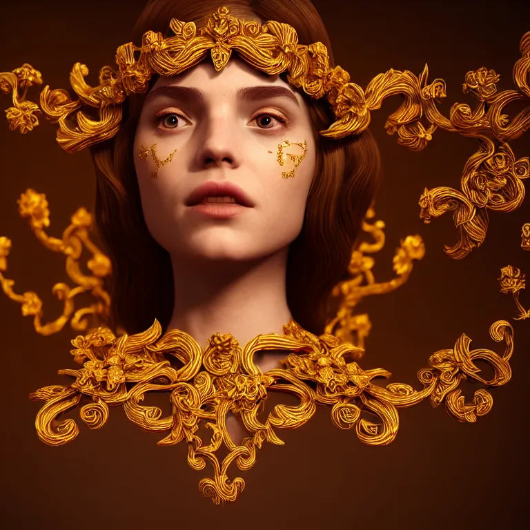 Image similar to wonderful princess of vines with a clear skin, ornate 8 k gorgeous intricate gold detailed, accent lighting, dramatic light, octane render