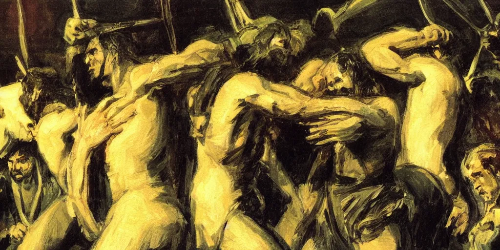 Image similar to lord of the rings close up of the ring style of george bellows