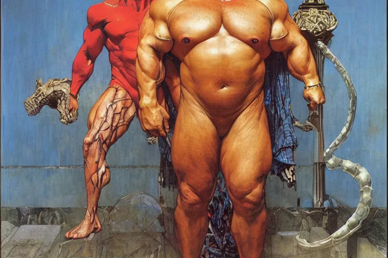 Image similar to full length portrait of morgan aste as marvel kingpin by lawrence alma tadema and zdzislaw beksinski and norman rockwell and jack kirby and tom lovell and greg staples