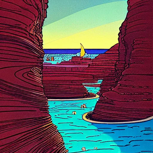 Image similar to illustration of Gran Canaria, Jean Giraud Moebius