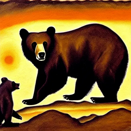 Image similar to bear - totem, paleolithic cave paining