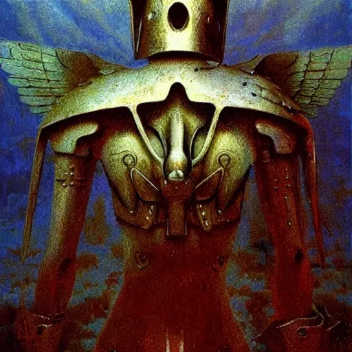 Prompt: arch angel in ancient armor concept, beksinski