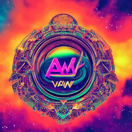 Image similar to a and w vaporwave logo, colorful, digital art, cosmic, 3 d high definition, trending on art station, photorealistic, high resolution, 8 k, octane, hyper detailed, insane details, intricate, elite, ornate, elegant trend, highly detailed and intricate, sharp focus, photography, unreal engine