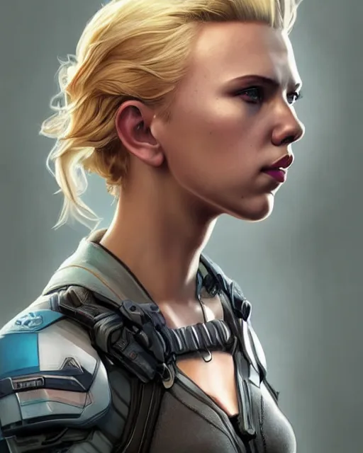 Prompt: Scarlett Johansson as an Apex Legends character digital illustration portrait design by, Mark Brooks and Brad Kunkle detailed, gorgeous lighting, wide angle action dynamic portrait