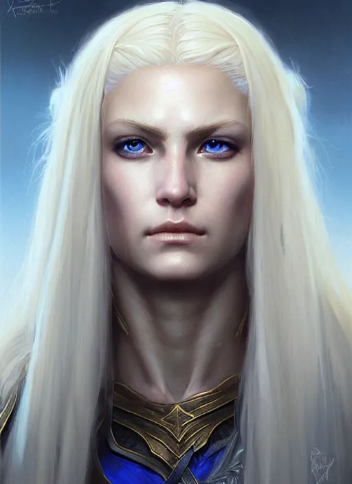 Image similar to a _ fantasy _ style _ portrait _ painting _ of white female paladin with blonde hair and blue eyes, scar under left eye, holy oil _ painting _ unreal _ 5 _ daz. _ rpg _ portrait _ extremely _ detailed _ artgerm _ greg _ rutkowski _ greg