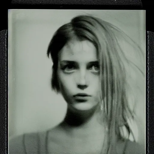 Image similar to polaroid cyberpunk girl by Tarkovsky