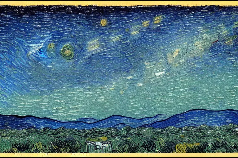 Prompt: a map of the milky way galaxy as painted by vincent van gogh, grandscale, ominous and haunting