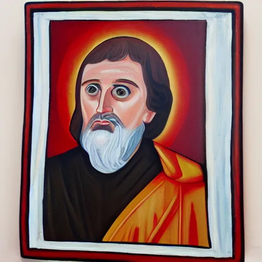 Image similar to Saint Gabe Newell. Icon, Oil, Painting.