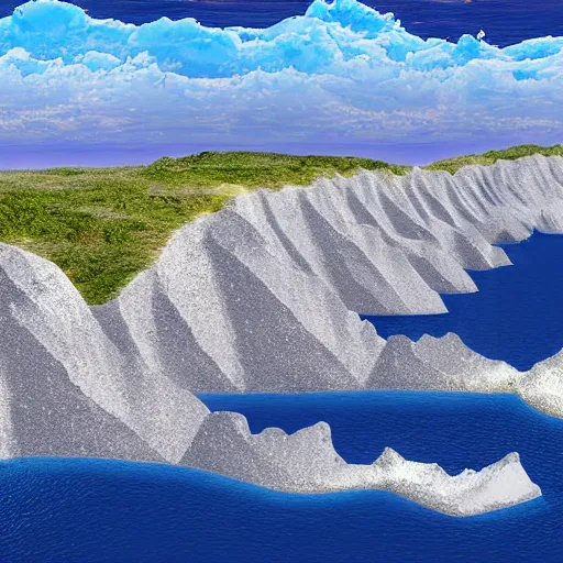 Image similar to desert islands surrounded by steep cliffs made out of glinting quartz and salt, 8k digital art