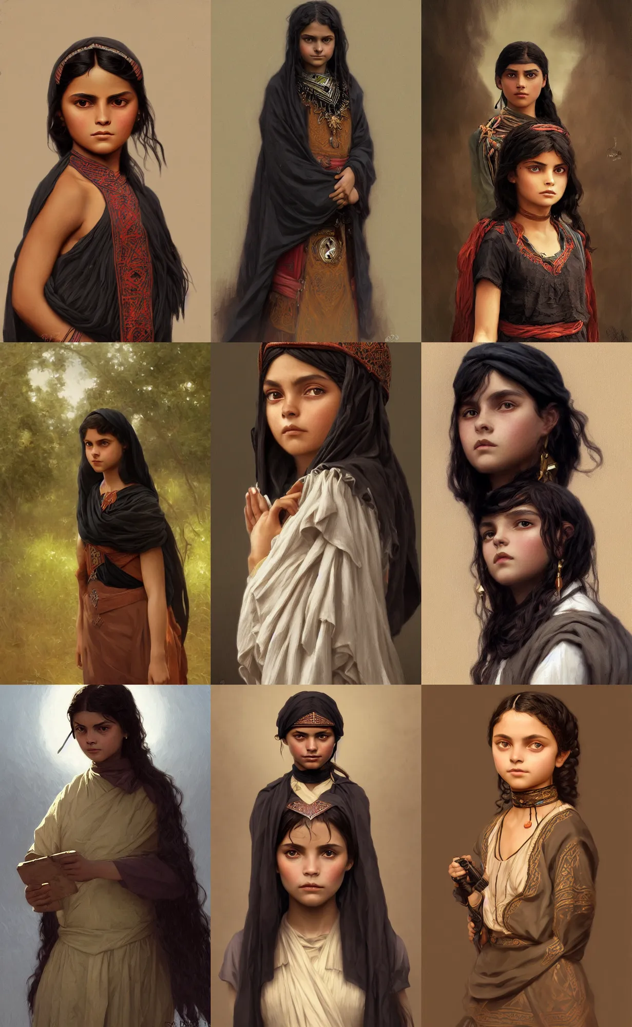 Prompt: black dafne keen as fulani, intricate, elegant, highly detailed, digital painting, artstation, concept art, smooth, sharp focus, illustration, d&d, art by rutkowski, orientalism, bouguereau