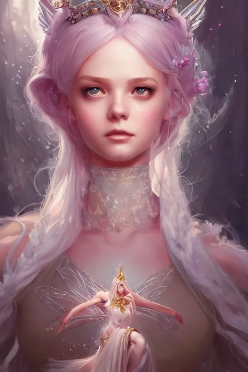 Image similar to fairy princess, highly detailed, d & d, fantasy, highly detailed, digital painting, trending on artstation, concept art, sharp focus, illustration, art by artgerm and greg rutkowski and fuji choko and viktoria gavrilenko and hoang lap