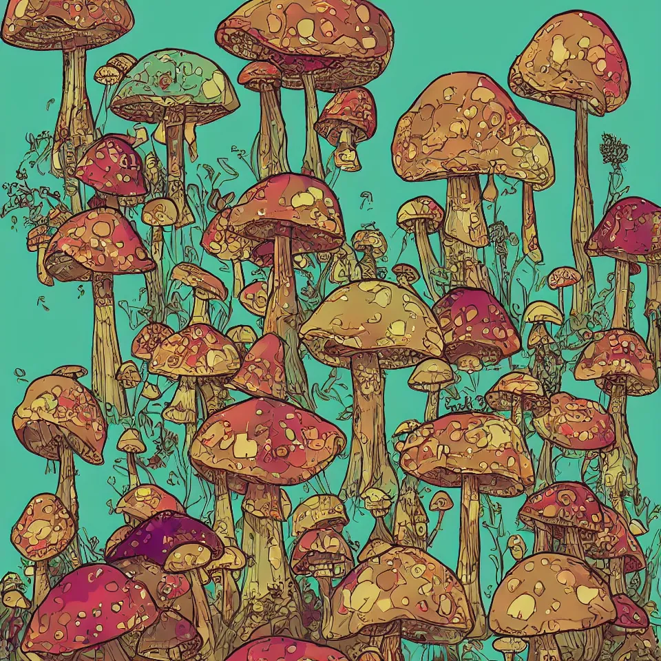 Image similar to the jewelpunk aesthetic of the Mushroom empire, cute, complimentary colors, moderate saturation