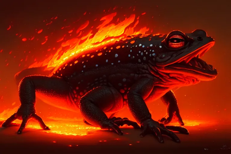 Image similar to fire toad, photorealistic, highly detailed, trending on artstation, by bayard wu, anna podedworna, gaston bussiere, greg rutkowski