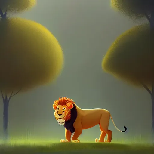 Image similar to goro fujita ilustration a real life lion walking in the forest, painting by goro fujita, sharp focus, highly detailed, artstation