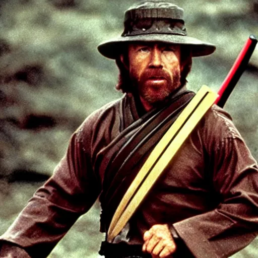 Prompt: an film still of chuck norris as samurai