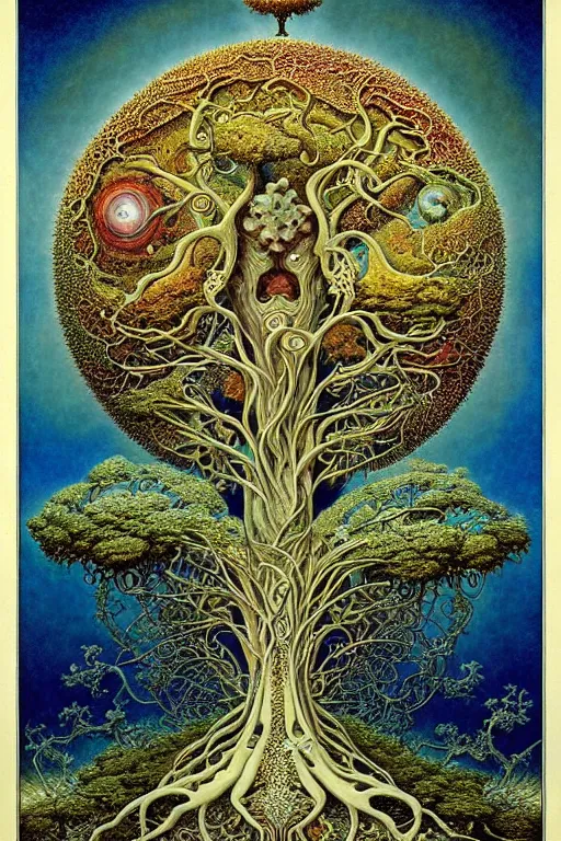 Image similar to tree of life by roger dean and andrew ferez, art forms of nature by ernst haeckel, divine chaos engine, symbolist, visionary, art nouveau, botanical fractal structures, organic, detailed, realistic, surreality