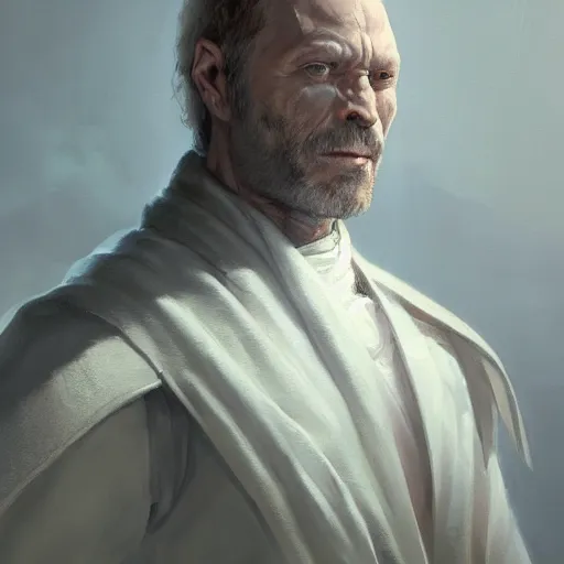 Image similar to portrait of pierre emmanuel saubade by aenaluck, artgerm and roberto ferri and greg rutkowski, jedi knight, he is 4 0 years old, star wars expanded universe, highly detailed portrait, digital painting, artstation, concept art, smooth, sharp foccus ilustration, artstation hq