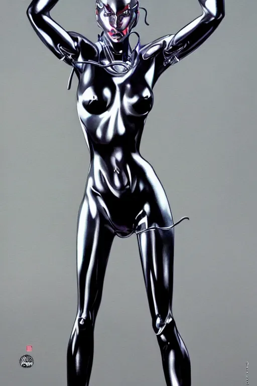 Image similar to chrome cyborg woman by Nadal and Hajime Sorayama