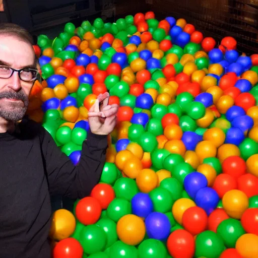 Prompt: gordon freeman from half life 2 playing in a ball pit