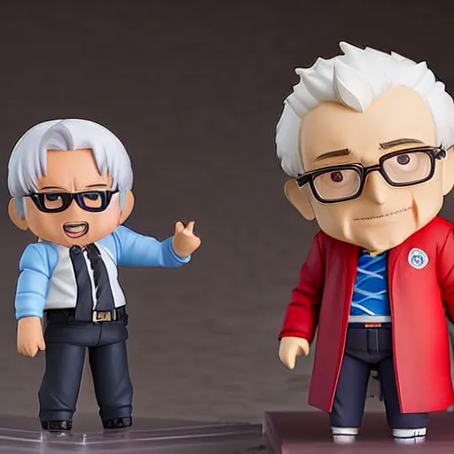 Image similar to an anime nendoroid figurine of Bernie Sanders, fantasy, figurine, product photo