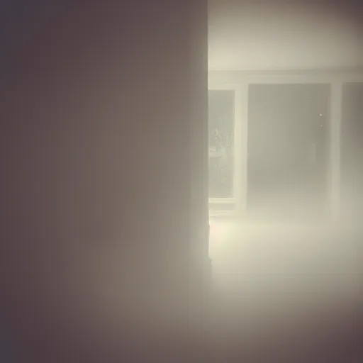 Prompt: Beautiful cameraphone, soft liminal foggy Photograph inside an estate-flat