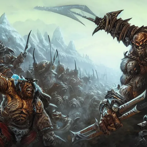 Image similar to an orc army, blizzard warcraft art, concept art, incredibly highly detailed and realistic, 8 k, sharp focus, studio quality