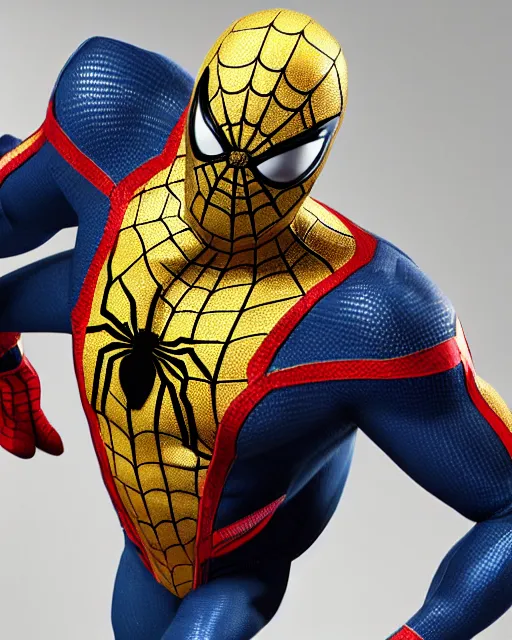 Image similar to photorealistic, hyperdetailed photograph of black spider - man suit with gold webbing by insomniac games