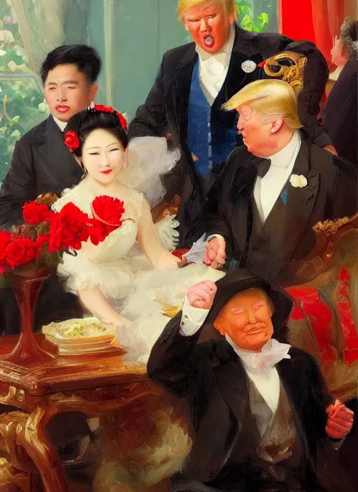 Image similar to chinese version of donald trump by vladimir volegov and alexander averin and pierre auguste cot and delphin enjolras and peder mørk mønsted