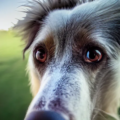 Prompt: fisheye lens closeup photo of a borzoi face