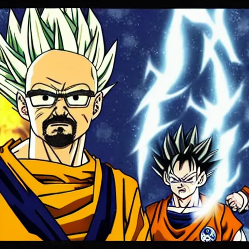 Image similar to walter white going super sayan, dragon ball