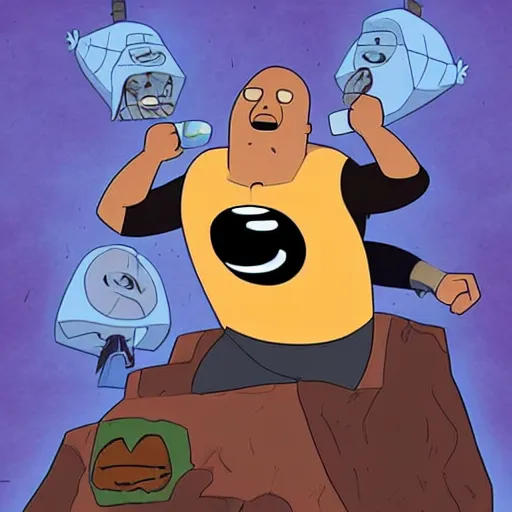 Image similar to the rock as an adventure time character