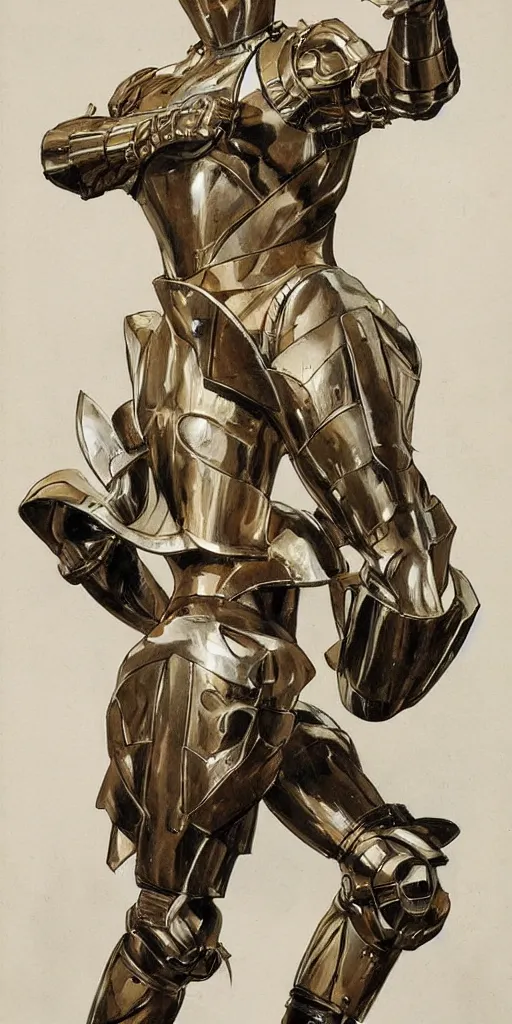 Image similar to futurist armor for soldiers by leyendecker, intricate, extreme details