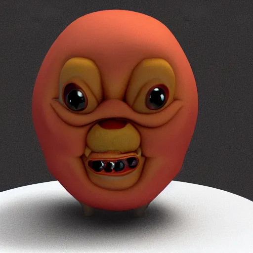 Image similar to 3 d rendered potato with scary face