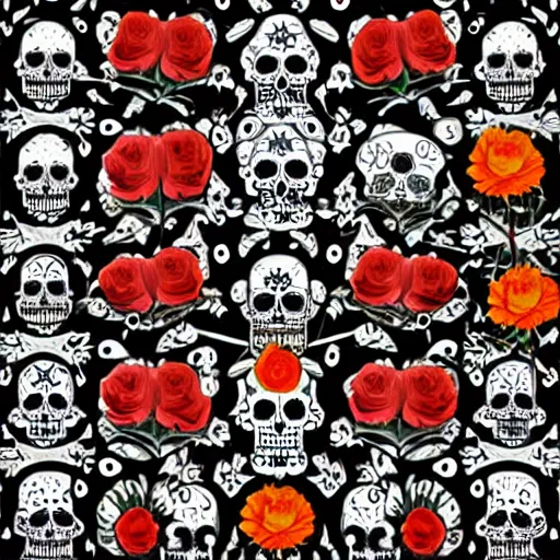Prompt: day of the dead style skeloton graphic