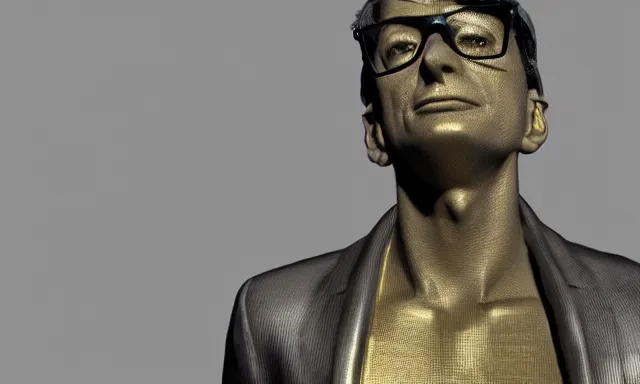 Image similar to gold statue of jeff goldblum, 3 d render, 8 k, octane render, cycles render, unreal engine