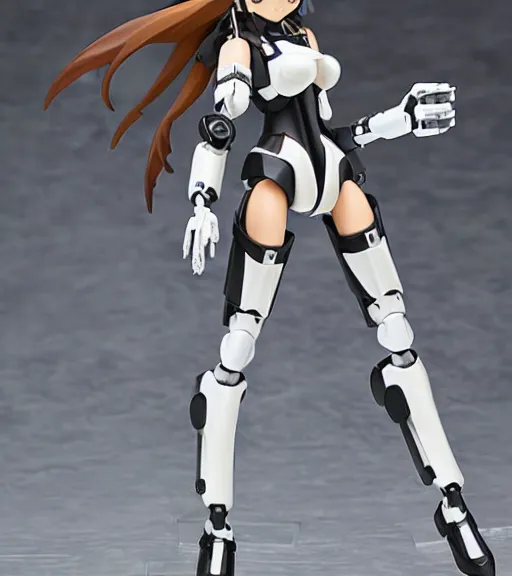 Image similar to Girl in mecha cyber Armor, portrait of the action figure of a girl, with bare legs，in the style of Kotobukiya ，anime figure