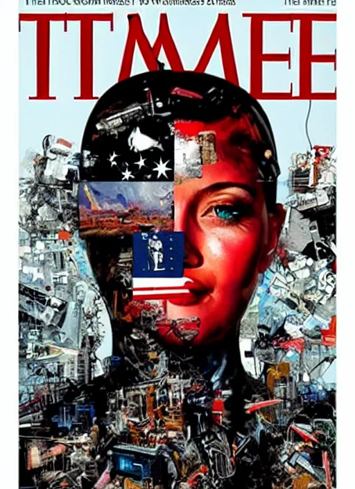 Image similar to TIME magazine cover, the coming AI singularity, by Chevrier, 4k