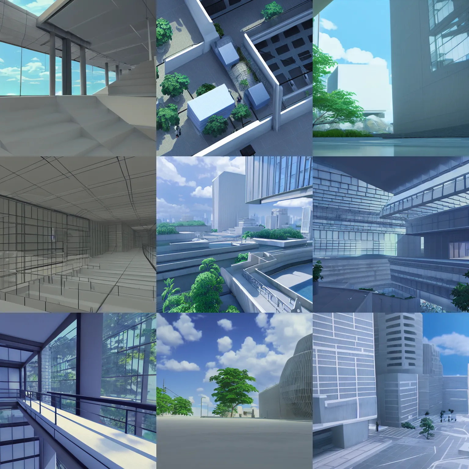 Image similar to blender render fourth infinite makoto shinkai scenery dimension modern architecture