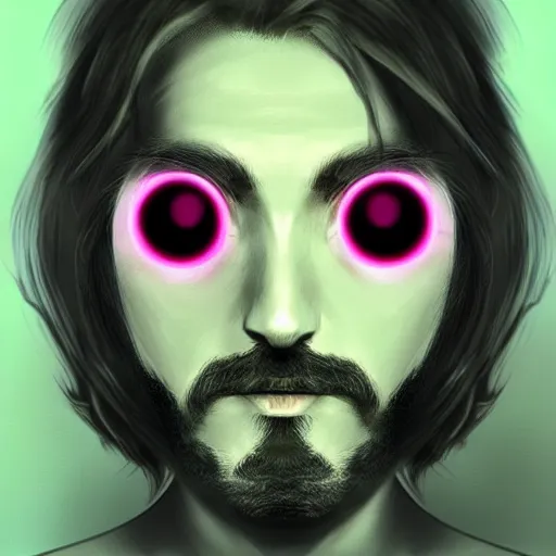 Prompt: a male wizard with glowing eyes, frontal view, cool looking, photoshop