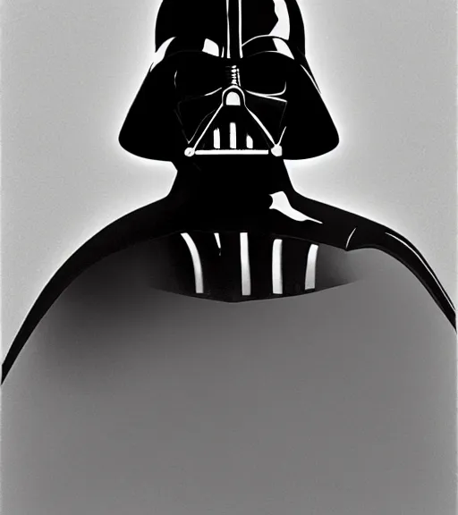 Image similar to black-and-white portrait of Darth Vader by Craig Mullins; extraordinary-masterpiece; realistic-lighting; 90mm; f/1.4