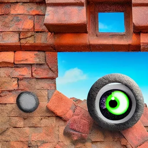 Image similar to rock wearing googly eyes on rooftop, vivid colors, realistic photo, environmental lighting, award - winning masterpiece photograph, cinematic view