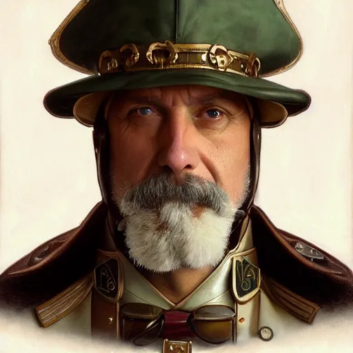 Prompt: full portrait of john toturo as colonel wednesday bologna, fantasy, d & d, intricate, detailed, by by alphonse mucha, adolfo hohenstein, alice russell glenny, stanley artgerm lau, greg rutkowski, detailed, trending on artstation, trending on artstation, smooth