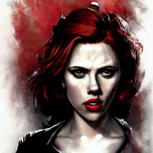 Image similar to painting of scarlett johansson as an evil vampire wearing an eyepatch, epic, tragic, military art, fantasy, dieselpunk, hd shot, digital portrait, beautiful, artstation, comic style, by artgerm, guy denning, jakub rozalski, magali villeneuve and charlie bowater