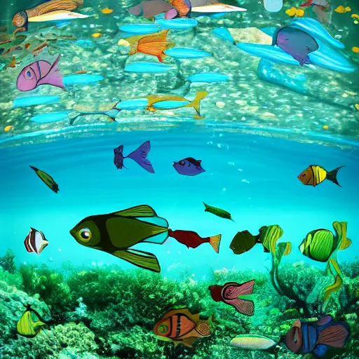 Image similar to meeting of the Fish Party deep under the water